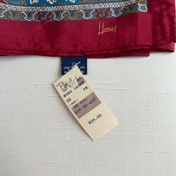 Honey NWT Silk Scarf 30x30 Baroque Gold Red Blue - Picture 2 of 10